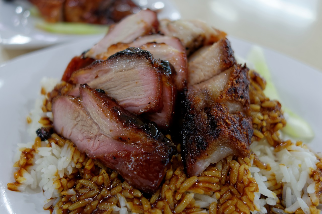 Din Ho Chinese BBQ signature dishes Beijing Duck, Roasted Pork Belly, Char Siu (BBQ Pork), Wonton Soup. 